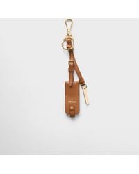 Prada - Leather Keychain Charm With Mirror Case - Lyst