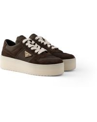 Prada - Downtown Bold Re-Nylon And Suede Sneakers - Lyst