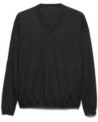 Prada - Pull À Col V En Soie Et Cachemire, Homme, Taille - Lyst