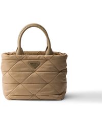 Prada - Small Padded Re-Nylon Tote, Camel - Lyst