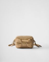 Prada - Re-Nylon And Nappa Leather Mini Shoulder Bag With Bow - Lyst