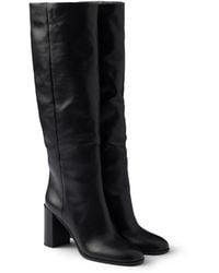 Prada - Stiefel Aus Leder Mit Absatz, Damen, Größe - Lyst