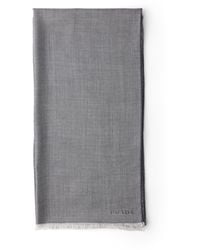 Prada - Cashmere, Wool And Silk Scarf, Denim - Lyst