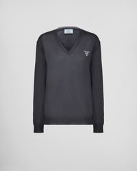 Prada - Cashmere V-neck Sweater - Lyst