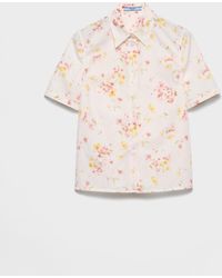 Prada - Short-Sleeved Floral Print Poplin Shirt - Lyst