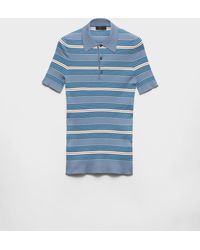 Prada - Striped Cotton Polo Shirt - Lyst