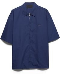 Prada - Short-Sleeved Technical Cotton Shirt, Bluette - Lyst