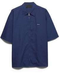 Prada - Short-Sleeved Technical Cotton Shirt, Bluette - Lyst