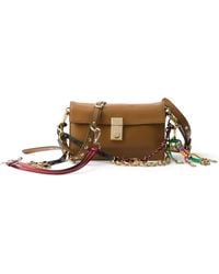 Prada - Soft Sound Small Leather Shoulder Bag With Charms - Lyst