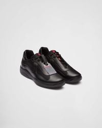 Prada - America's Cup Original Leather And Mesh Trainers - Lyst