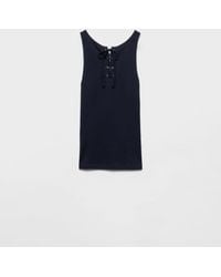 Prada - Tanktop Aus Baumwolle Mit Schnürung - Lyst