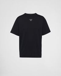 Prada - Cotton T-Shirt With Minimalist Design And Lo - Lyst