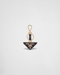 Prada - Saffiano Leather And Metal Keychain - Lyst