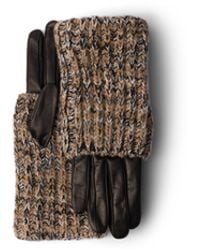 Prada - Nappa Leather And Mélange Knit Gloves Size 6,5 - Lyst