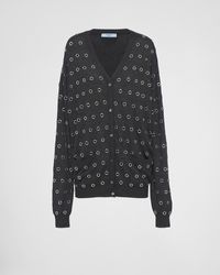 Prada - Cashmere Cardigan With Grommets - Lyst