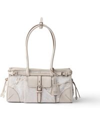 Prada - Bonnie Medium Printed Linen And Leather Handbag - Lyst
