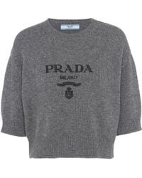 Prada - Jersey De Lana Y Cachemir Con Cuello Redondo, Mujer, Talla - Lyst