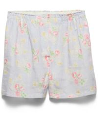 Prada - Floral Print Old Linen Shorts - Lyst