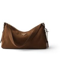 Prada - Aimée Large Nubuck Leather Shoulder Bag - Lyst