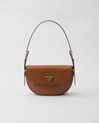 Prada - Arqué Leather Shoulder Bag With Flap - Lyst