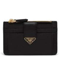 Prada - Saffiano And Smooth Leather Card Holder - Lyst