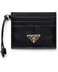 Prada - Logo-Plaque Leather Card Holder - Lyst