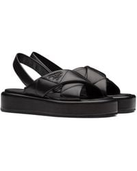 Prada Sporty Quilted Nappa Leather Sandals in Black - Lyst