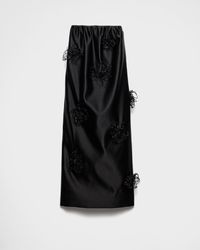 Prada - Bestickter Satin-Maxirock - Lyst