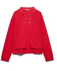 Prada - Long-Sleeved Cotton Piqué Polo Shirt - Lyst