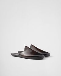 Prada - Brushed Leather Slippers - Lyst
