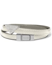 Prada - Saffiano Leather Bracelet - Lyst