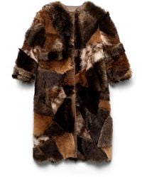 Prada - Patchwork Shearling Coat - Lyst