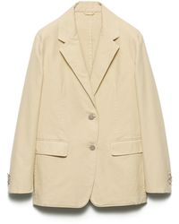 Prada - Chaqueta De Botonadura Simple De Lona Envejecida, Mujer, Talla - Lyst