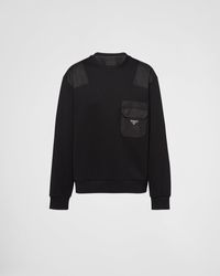 Prada - Cotton Sweatshirt With Re-nylon Details - Lyst