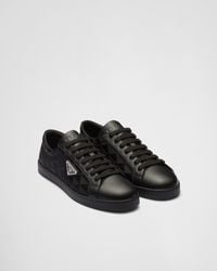 Prada - Leather And Re-nylon Sneakers ' Symbole Motif Pattern' - Lyst