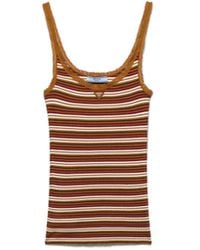 Prada - Striped Cotton Top - Lyst