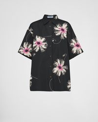 Prada - Short-Sleeved Printed Poplin Shirt - Lyst