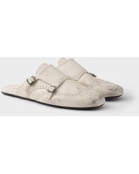 Prada - Mules À Double Bride En Cuir Effet Vieilli Shuffle - Lyst