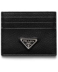 Prada - Leather Card Holder With Logo Triangle - Lyst