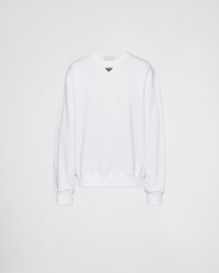 Prada - Oversized Cotton Sweatshirt With Triangle Logo - Lyst
