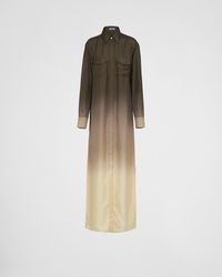 Prada - Long Silk Twill Dress - Lyst