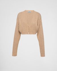 Prada - Wool And Cashmere Cardigan With Rhinestones - Lyst