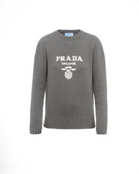 Prada - Logo-Intarsia Cashmere Sweater - Lyst