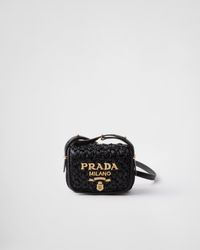 Prada - Crochet And Leather Shoulder Bag - Lyst
