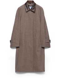 Prada - Single-Breasted Houndstooth Check Wool Coat - Lyst