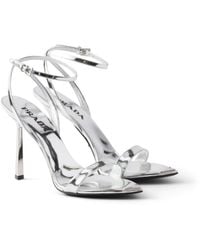 Prada - Metallic Leather High-Heeled Sandals - Lyst