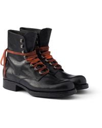 Prada - Leather Laced Booties, Size 6 - Lyst