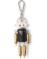 Prada - Robot Saffiano Leather Key Ring Charm - Lyst