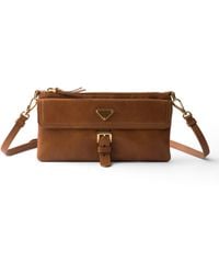 Prada - Nappa Leather Wallet With Shoulder Strap - Lyst