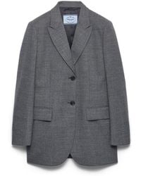 Prada - Single-Breasted Mélange Hopsack Jacket - Lyst
